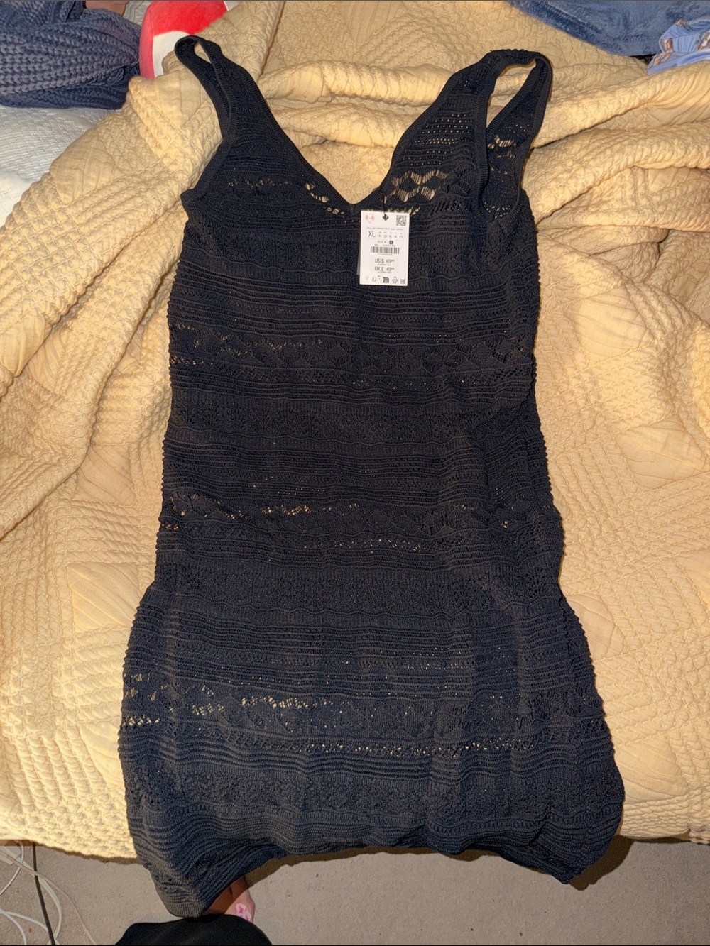 Zara Black Crochet Mini Dress